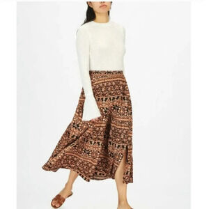 Free People All About The Tiers Printed Midi Skirt